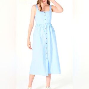 Anthropologie Bobo Choses Solid Button-Down Midi Dress in Blue. Size Small. NWOT